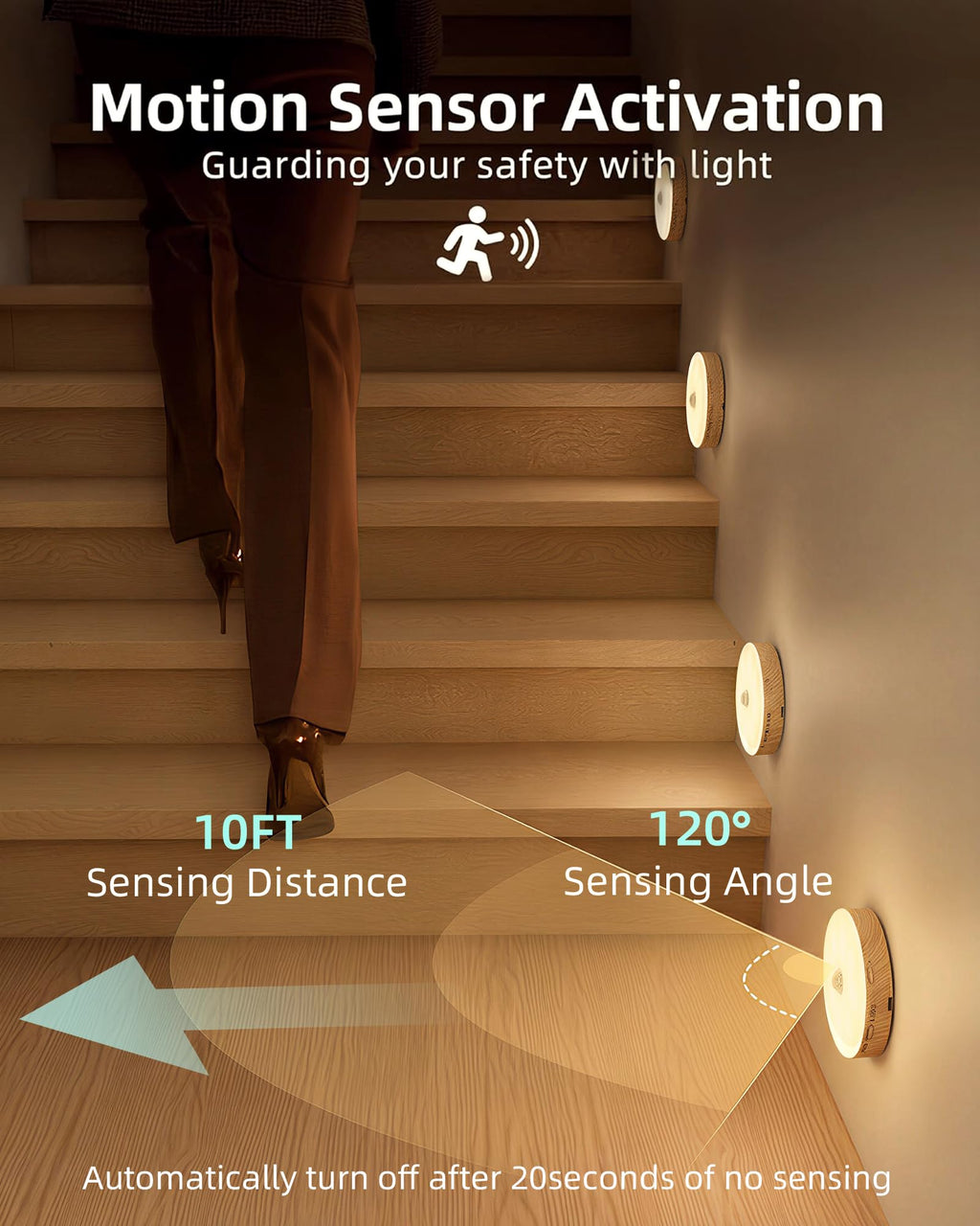 EZVALO Under Cabinet Lighting, 1000mAh Rechargeable Puck Lights with Remote, 3 Color (additional view 4)