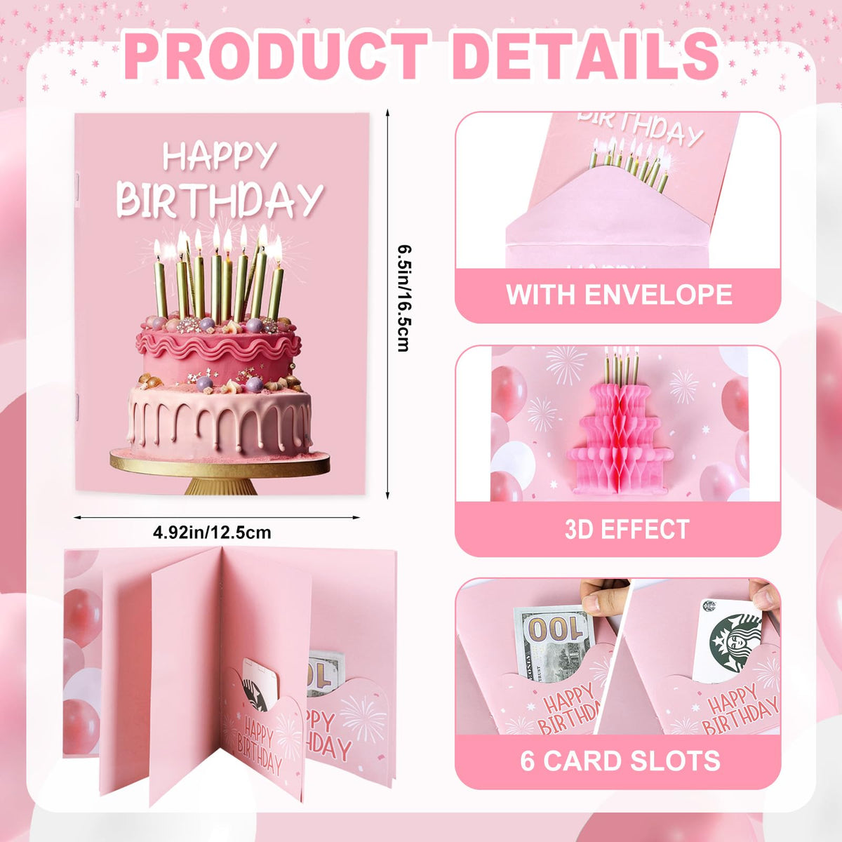 Marhpveua 6 Slots 3D Honeycomb Birthday Money Card Holder - Pastel view 1
