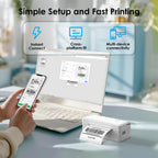 KNAON Thermal Label Printer, Bluetooth Shipping Label Printer - White view 5