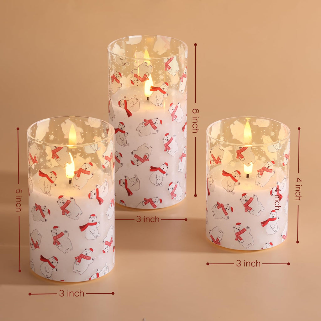 Eywamage Glass Flameless Candles with Remote - Bear view 5