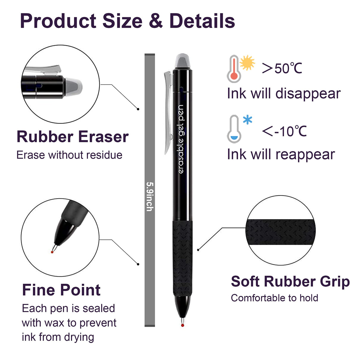 Lineon Erasable Gel Pens, 15 Pack