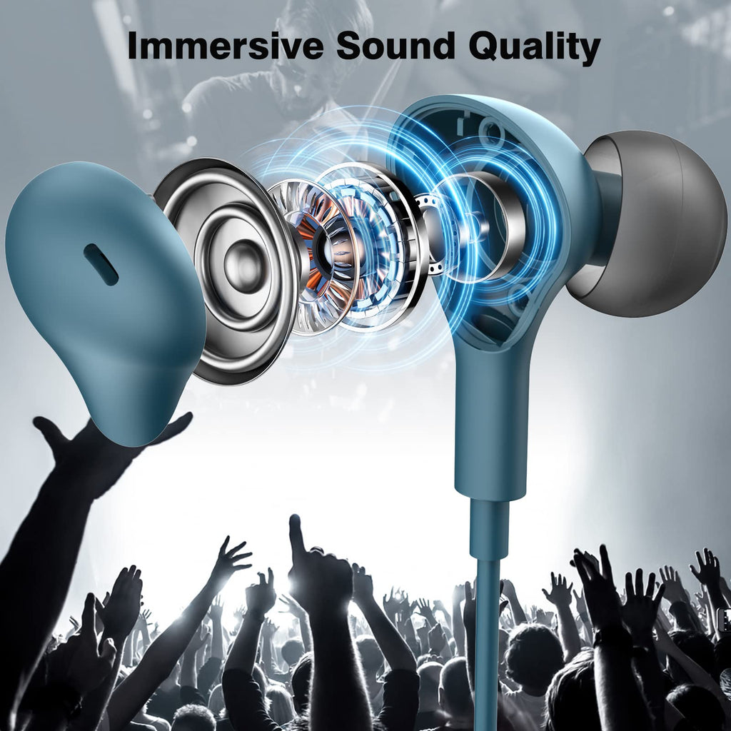 USB C Headphones for iPhone 18 Pro Max 17 16 15/Galaxy S26 FE Wired Earbuds - Lake-Blue view 1