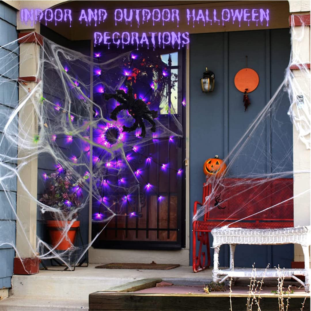 LCHUANG Halloween Decorations Lights Spider Web Lights - Purple view 2
