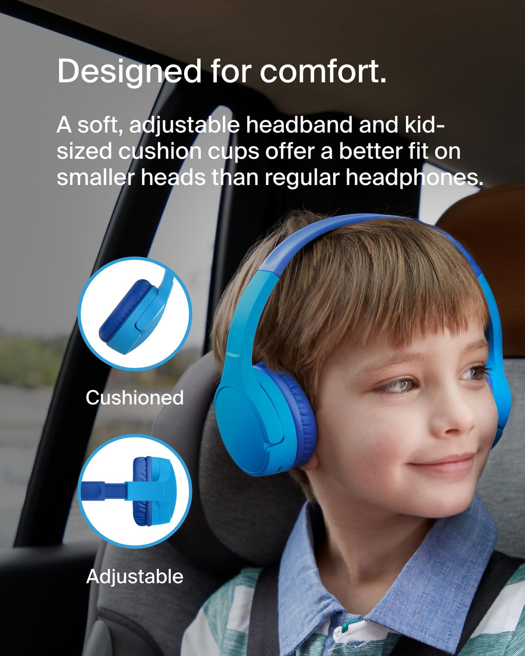 Belkin SoundForm Mini Kids Headphones - Blue / Wireless (USB-C) + Case view 5