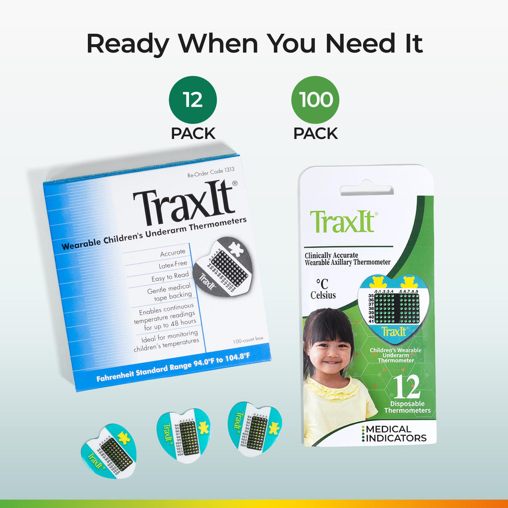 TraxIt Underarm Thermometer Sticker for Kids, Babies 6+ Months