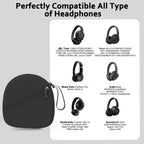 Headphone Case Compatible with JBL/Beats/Sony/BERIBES/SoundCore/TOZO/KVIDIO/JLab/Bose, Ultra-Thin Headphone Bag Travel Carrying Universal - Black view 1
