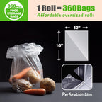 Teivio 360 Count 12" x 16" Plastic Produce Bags on A Roll, Clear Kitchen Disposable (additional view 1)