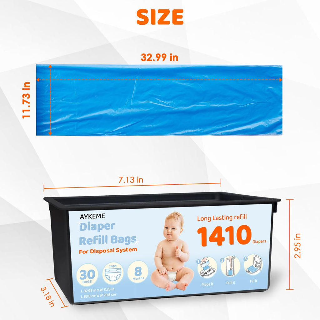 AYKEME Diaper Pail Refill Bags for Genie Easy Roll Signature & Platinum, 7-Layer OdorLock Technology - view 6