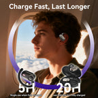 Purple Over Open Ear Earbuds Sport Headphones Bluetooth Wireless Outside (additional view 6)