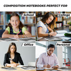 Rosmonde 2000 Pack Composition Notebooks Bulk, Wide Ruled, Black Marble