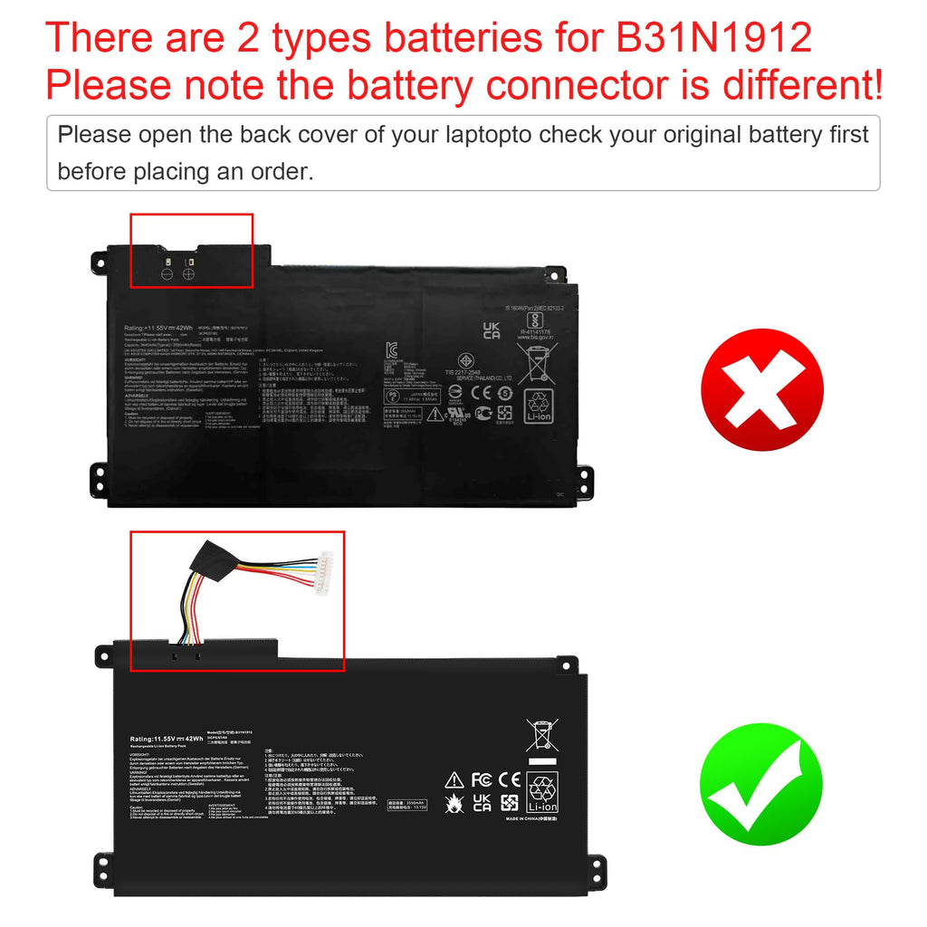 TREE.NB Laptop Battery Replacement - ‎7.48x3.86x0.2inch B31N1912 view 2