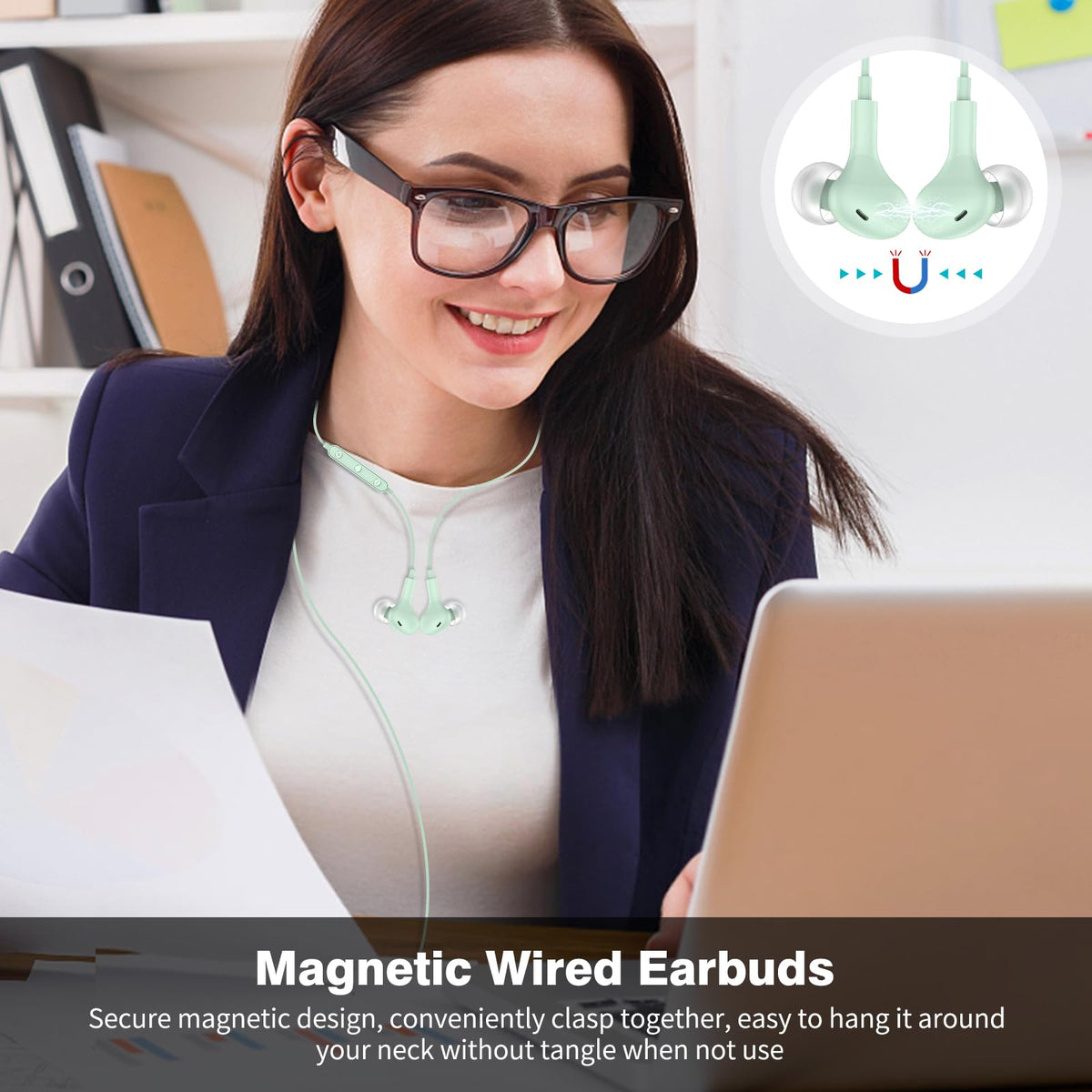 USB C Headphones for iPhone 18 Pro Max 17 16 15/Galaxy S26 FE Wired Earbuds - Mint-Green view 3