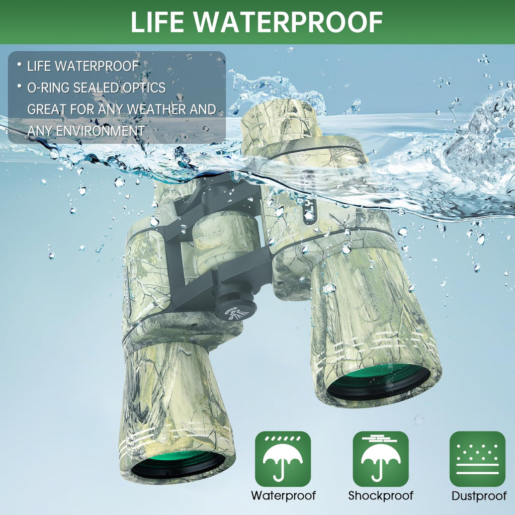 FLYANT 20x50 High Powered Binoculars for Adults, Waterproof Binoculars with Low Light Vision for Bird Watching Hunting