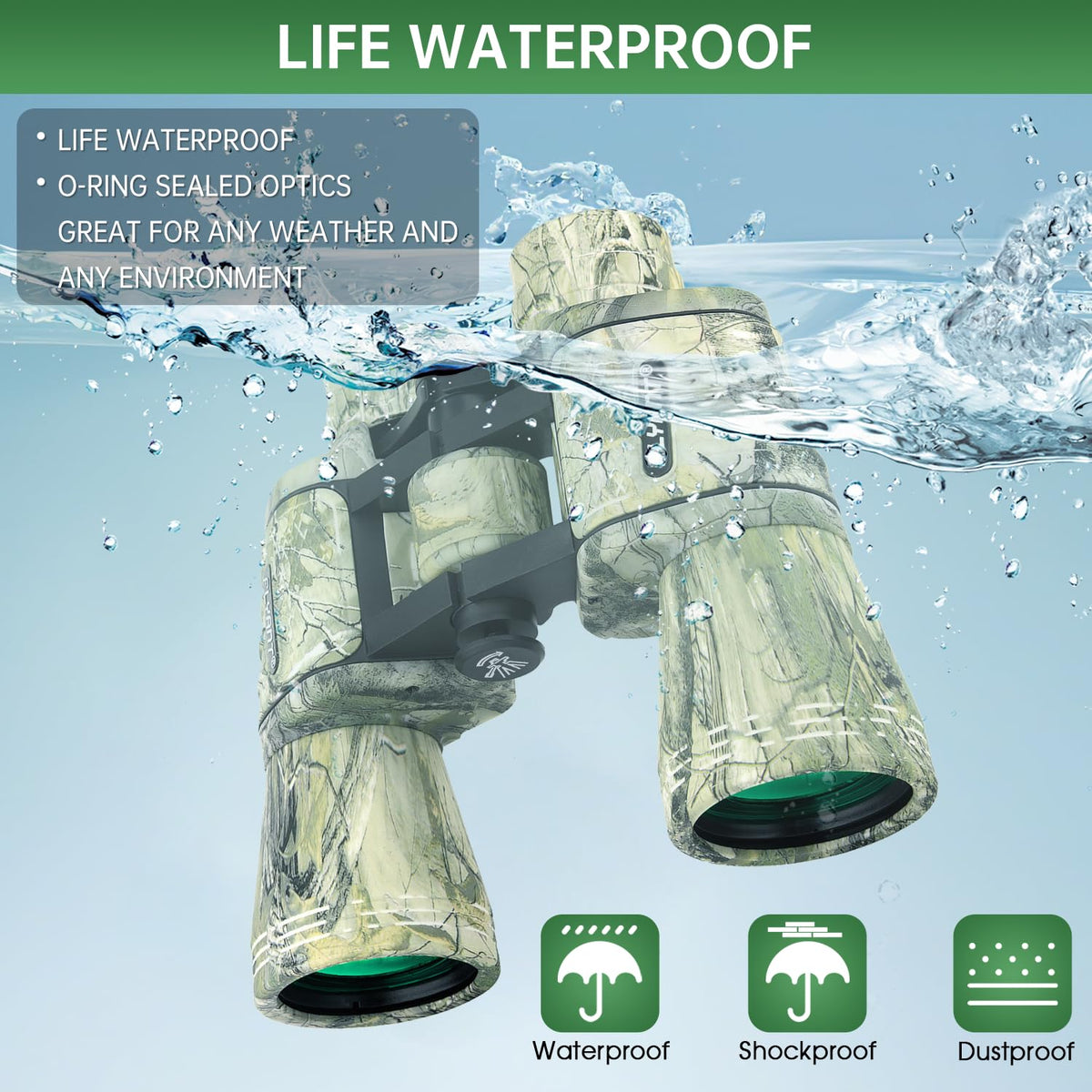 FLYANT 20x50 High Powered Binoculars for Adults, Waterproof Binoculars with Low Light Vision for Bird Watching Hunting
