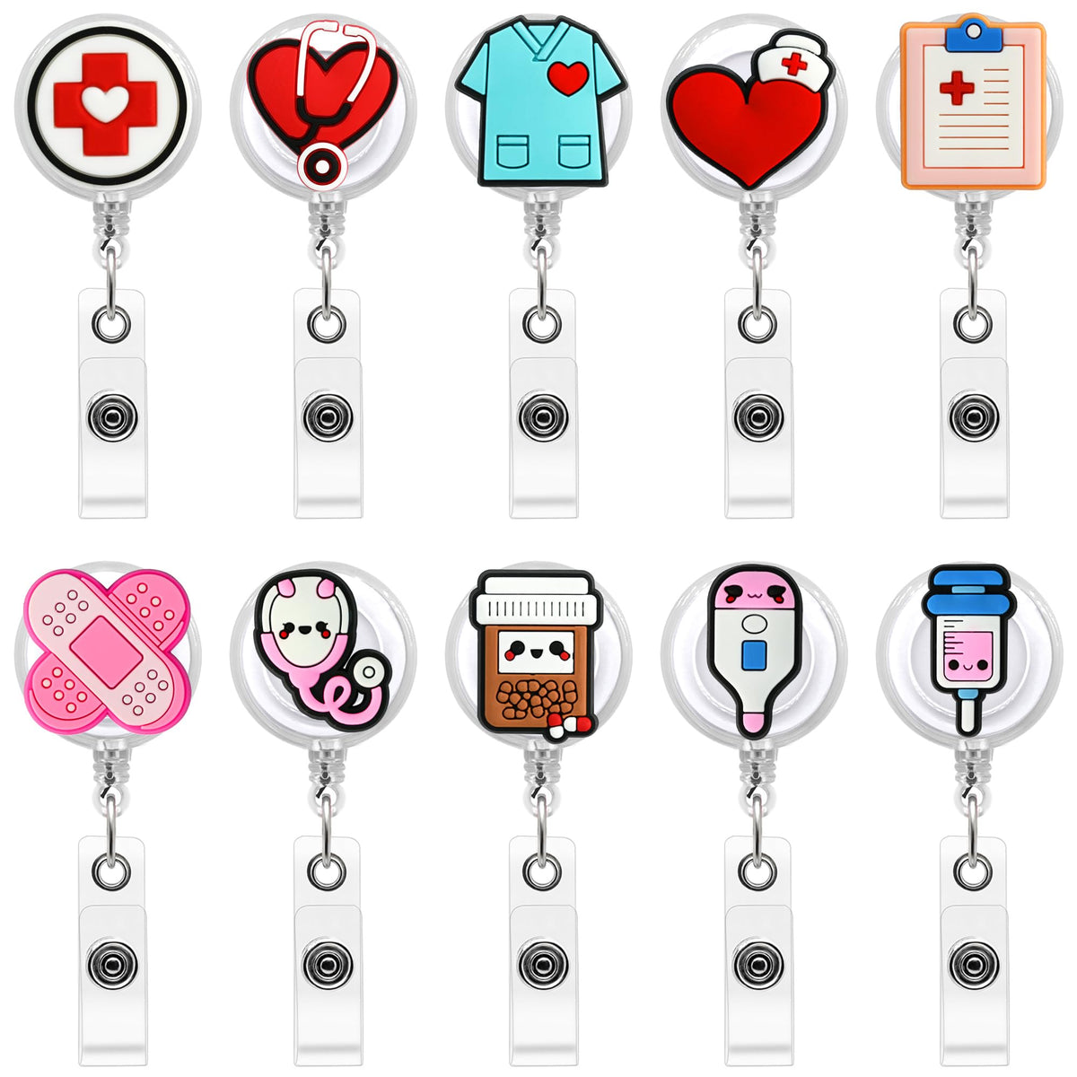 YEALQUE Retractable Badge Reel Holder ID Badge Reels - A-10PCS