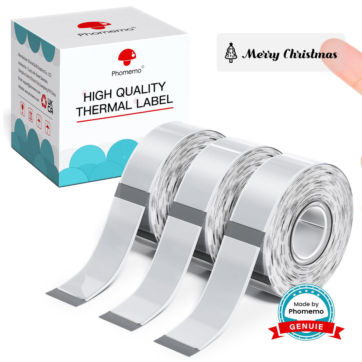 Phomemo D30 Label Tape, Black on Transparent Clear Thermal Paper, 630 Tapes