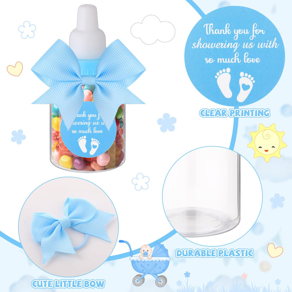Teenyyou 48 Sets 3.5 Inch Blue Mini Baby Bottles for Baby Shower Party Favor Game Plastic (additional view 2)