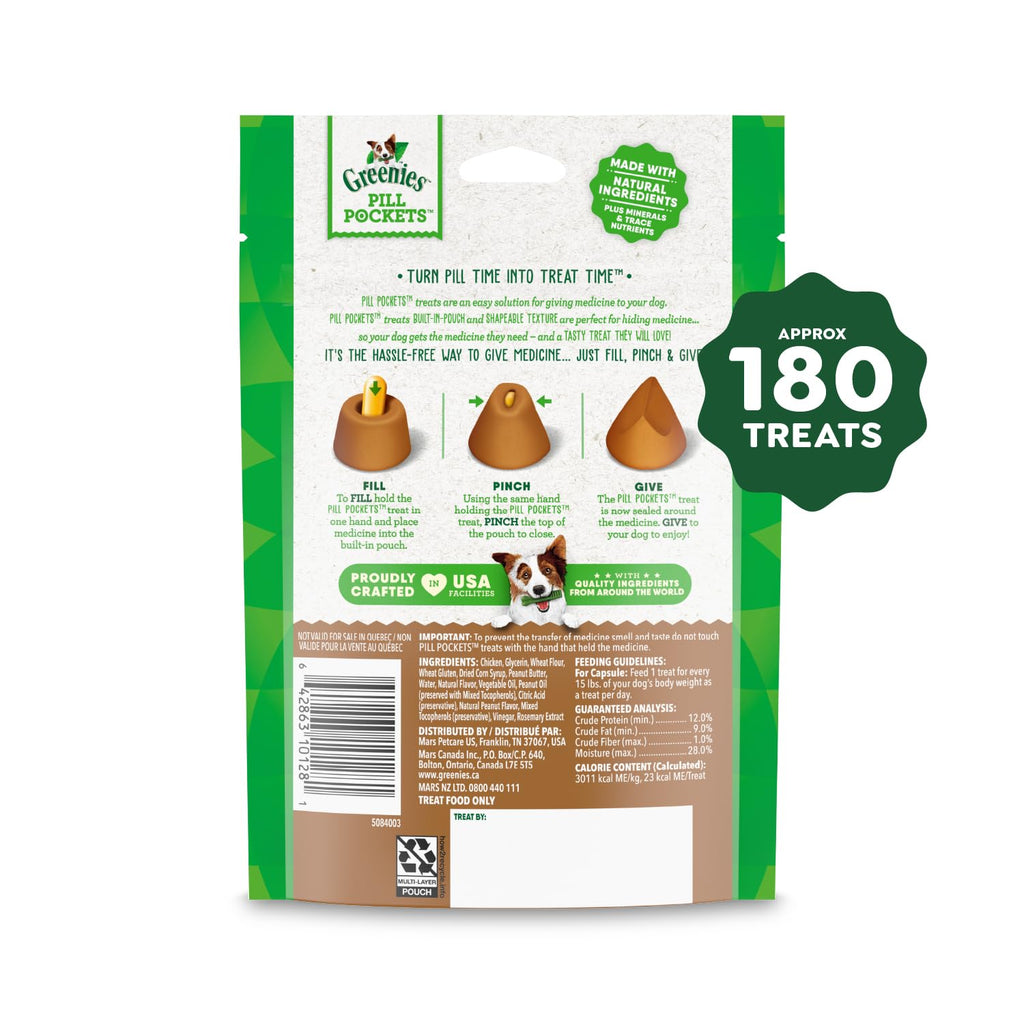 Greenies Pill Pockets Large Size Dog Treats, Peanut Butter, 7.9 oz, 6-Pack (additional view 1)