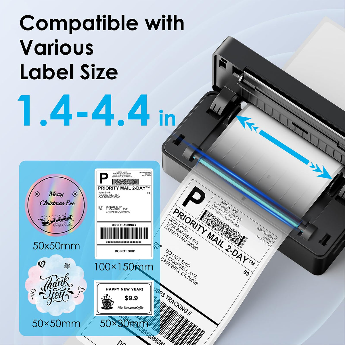 KNAON Thermal Label Printer, Bluetooth Shipping Label Printer - Black view 2