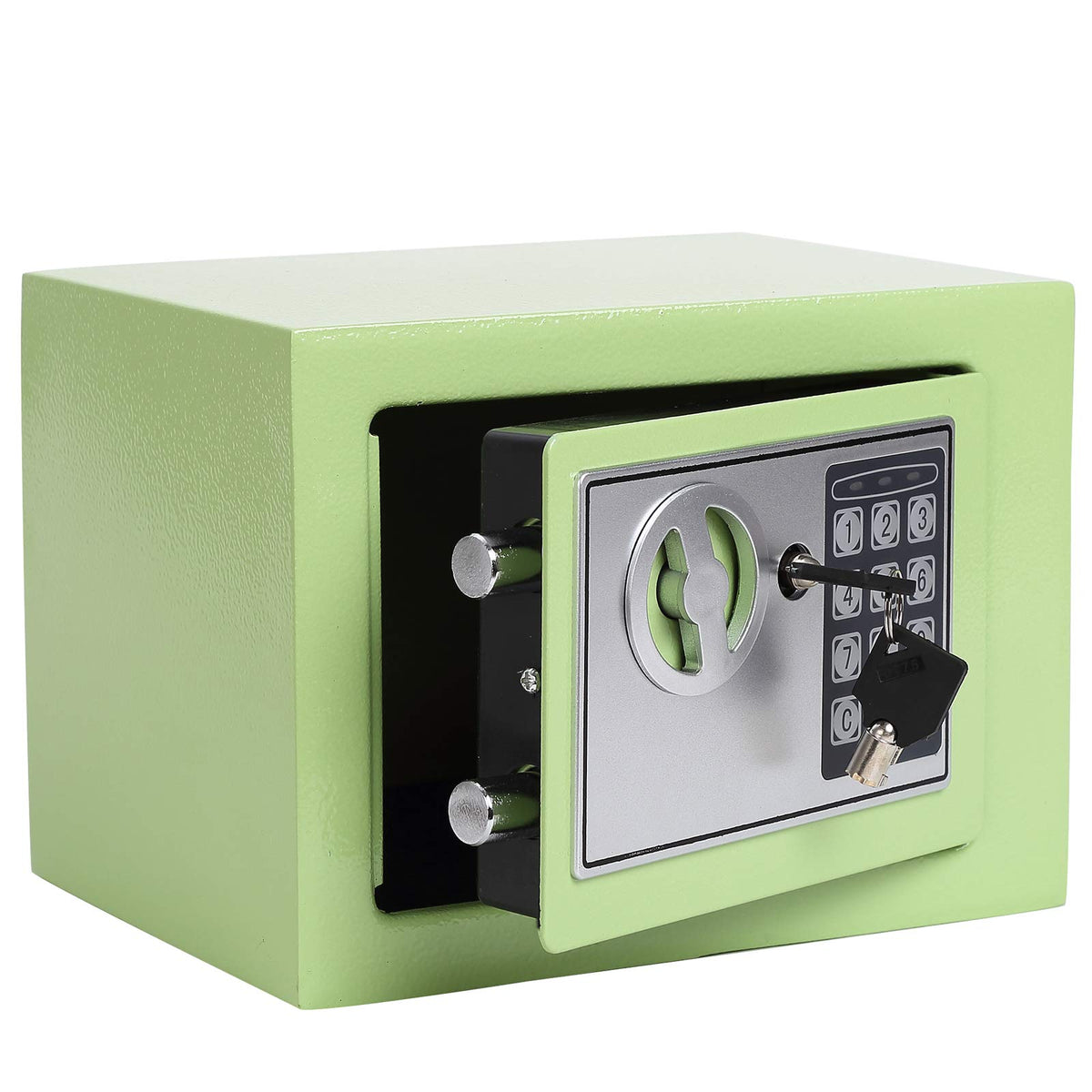 Yuanshikj Small Steel Security Safe Box with Keypad,Key;0.23 Cu Ft, Green