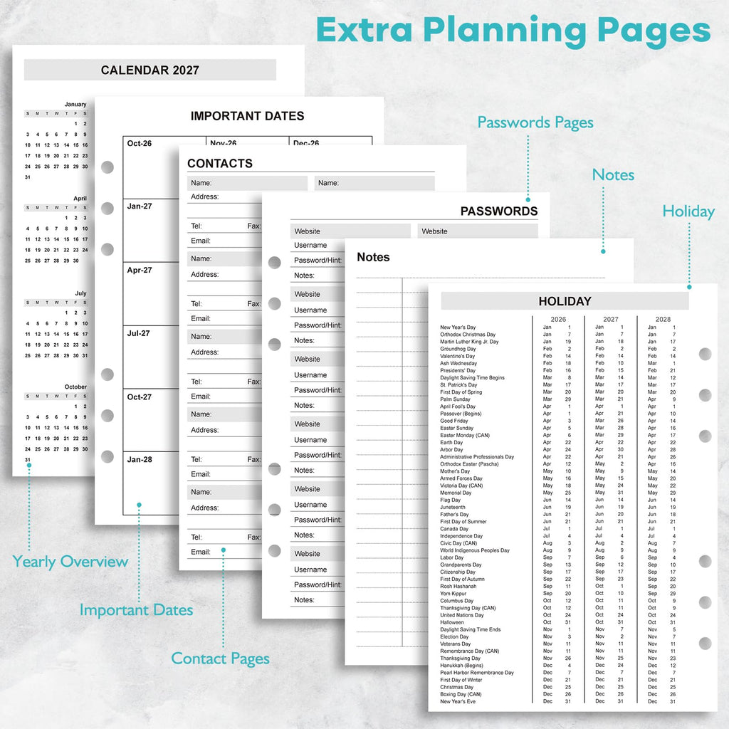 A5 Planner Inserts: 18 Months Oct 2026-Mar 2028 Weekly & Monthly Refills (additional view 4)