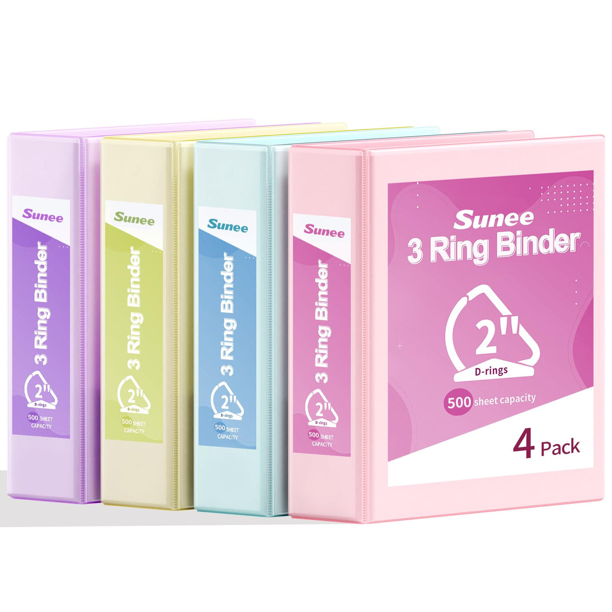 SUNEE 3 Ring Binder 2 Inch, Clear View Binder Three Ring PVC-Free (Fit 8.5x11 Inches) for