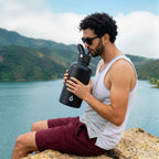 BJPKPK 64oz Insulated Water Bottle, Half Gallon Water Jug with Straw Lid (64A-black)