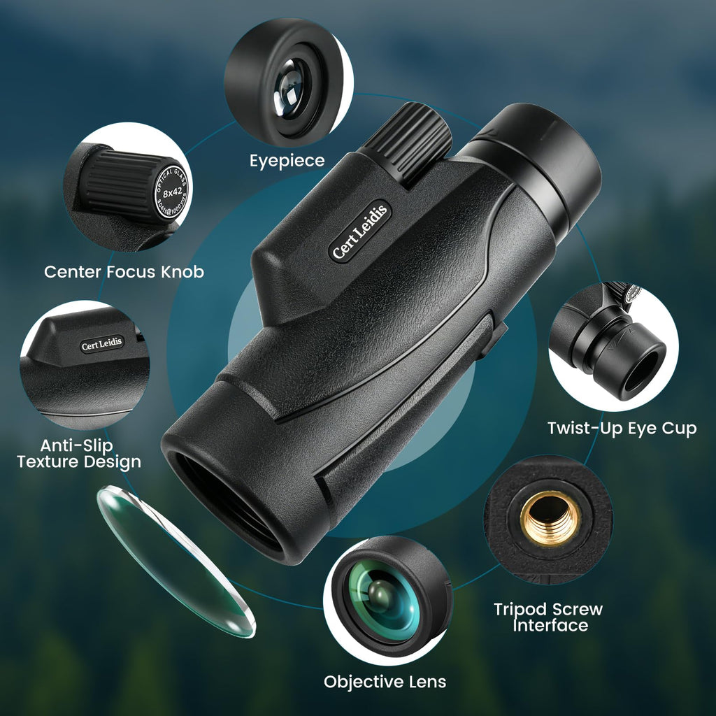 Cert Leidis Monocular Telescope with Tripod and Phone Adapter - view 6