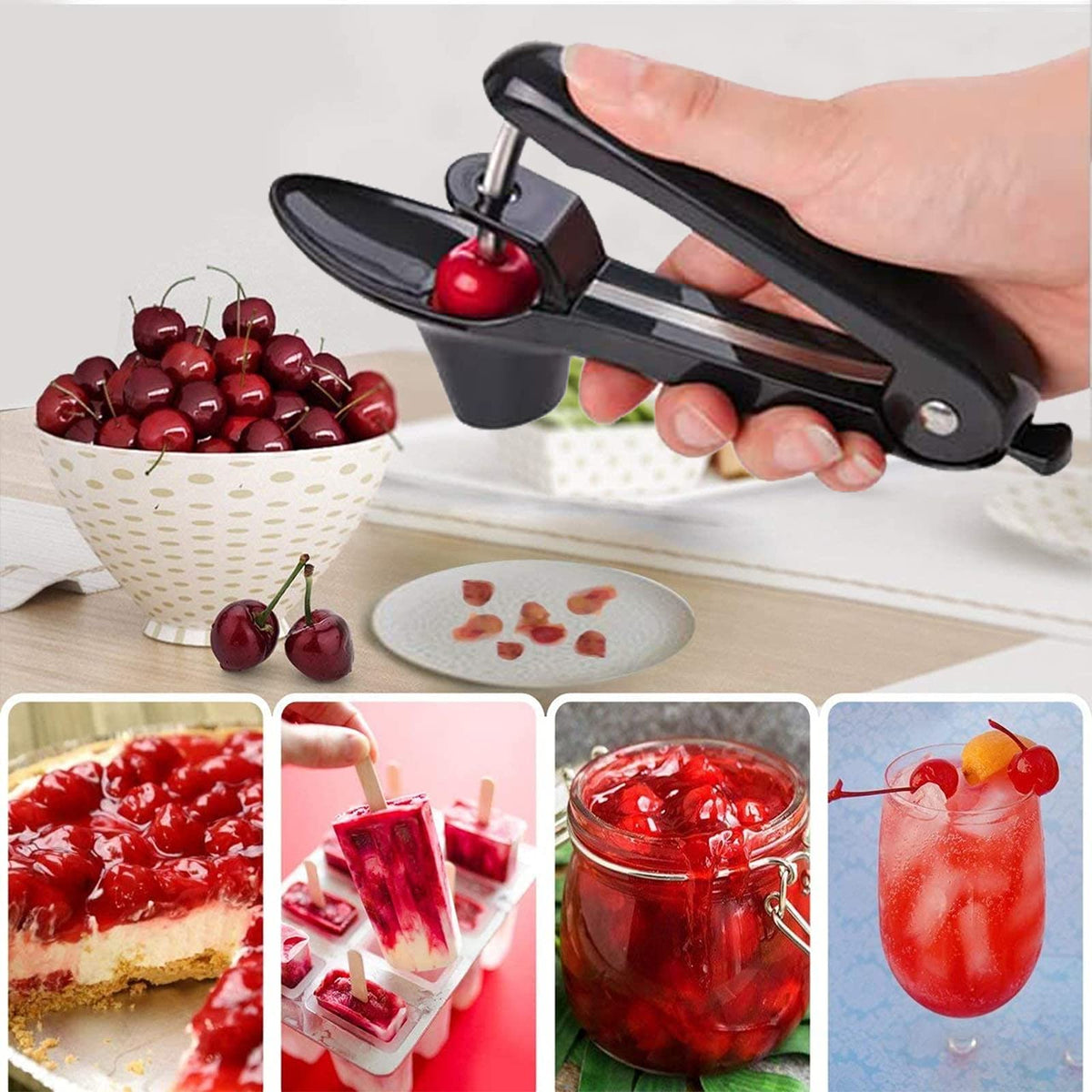 Cherry Pitter Tool Pit Remover - Black view 1