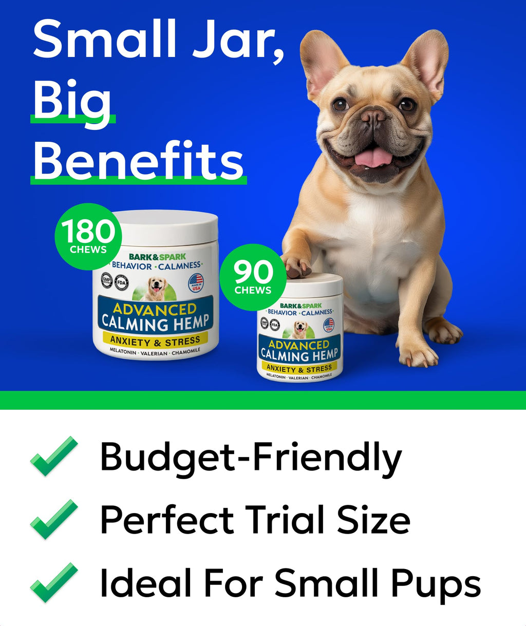 BARK&SPARK Hemp Calming Treats for Dogs - Stress, Anxiety Relief Treats (BS102_ADVANCED)