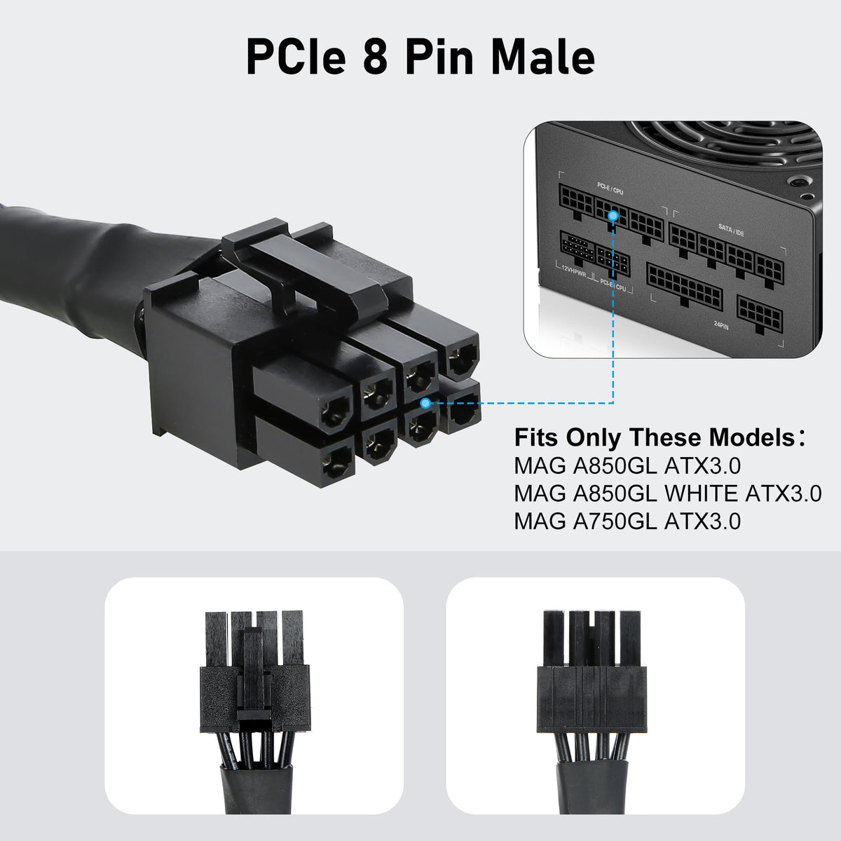 VORZOKISPL PCIe Cable for MSI Mag a750gl a850gl,8 Pin to 6+2 Pin GPU Power Cable for MSI (additional view 1)