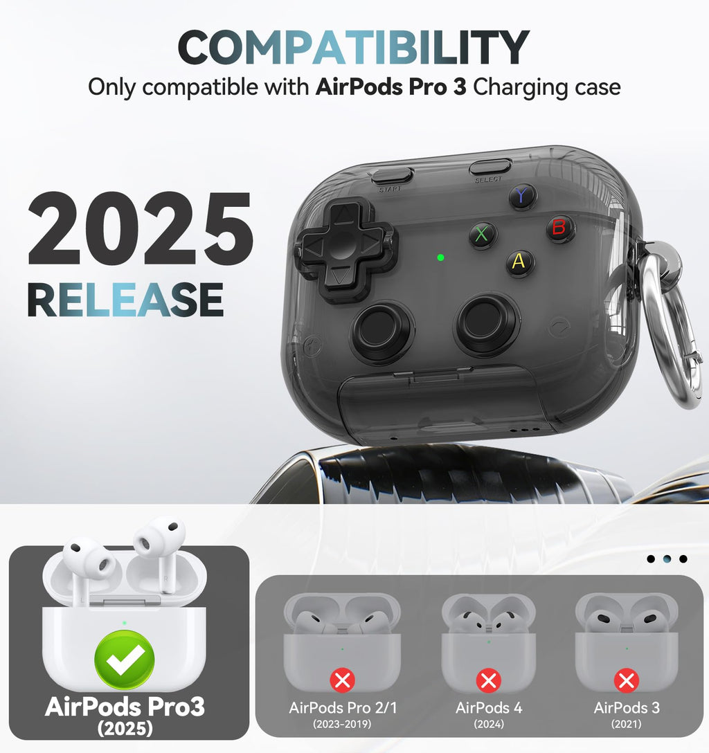 Polislime for AirPods Pro 3 Case Cover 2025 with Safety Lock-Clear Black (additional view 1)