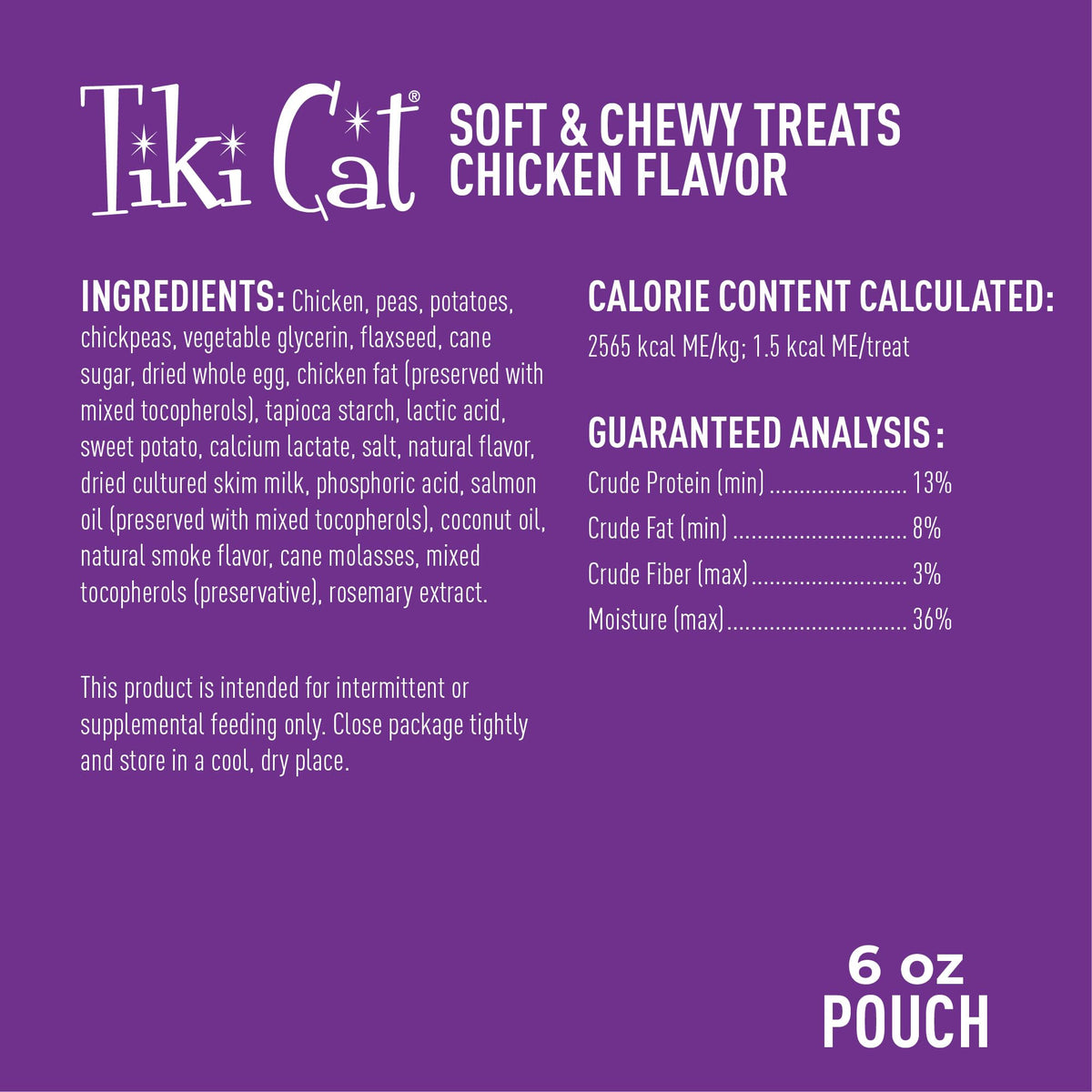Tiki Cat Soft & Chewy Dry Cat Treats, Chicken Flavor, 6 oz Pouch (additional view 2)