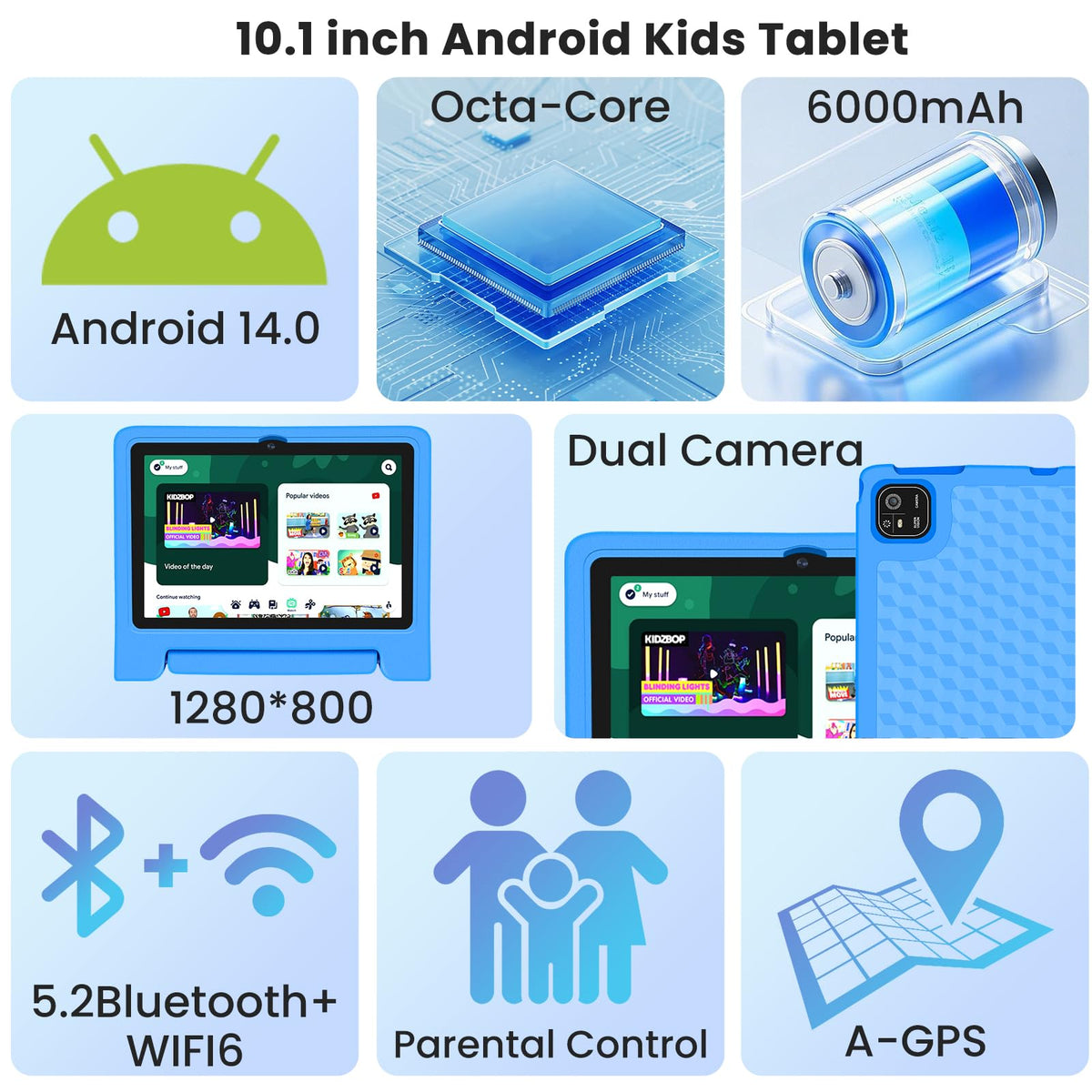 Iconiotk Tablet 10.1 inch Android 64GB – Blue