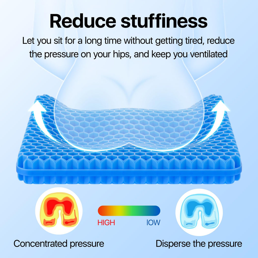 Gel Seat Cushion, Cooling Honeycomb Design for Office Chair Car Wheelchair
