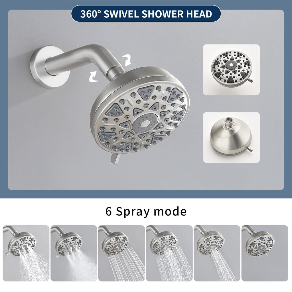 DIFEINI Tub Shower Faucet Combo Set Brushed Nickel Bathtub Faucet Set Shower System with Tub Spout Shower Tub Kit