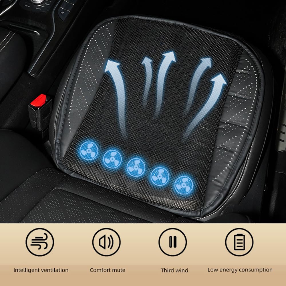 Cooling Seat Cushion, Breathable Ice Silk Car Seat Fan Cushion, 3 Adjustable Speed (additional view 1)