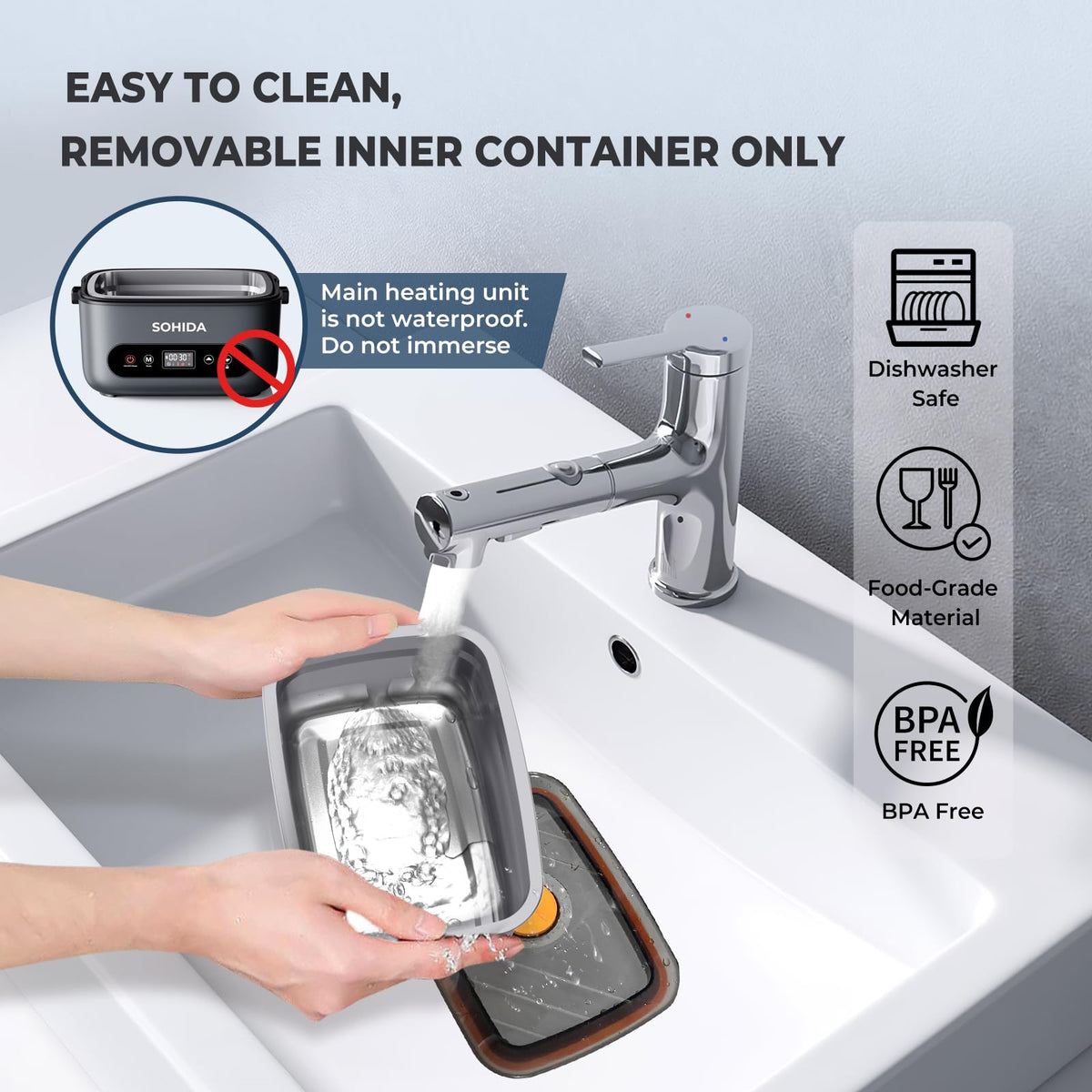 SOHIDA Cordless Heated & Electric Lunch Box for Adults (BX60)