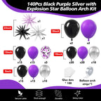 ADOINBY Balloons Arch Kit - Black and Purple Silver view 1