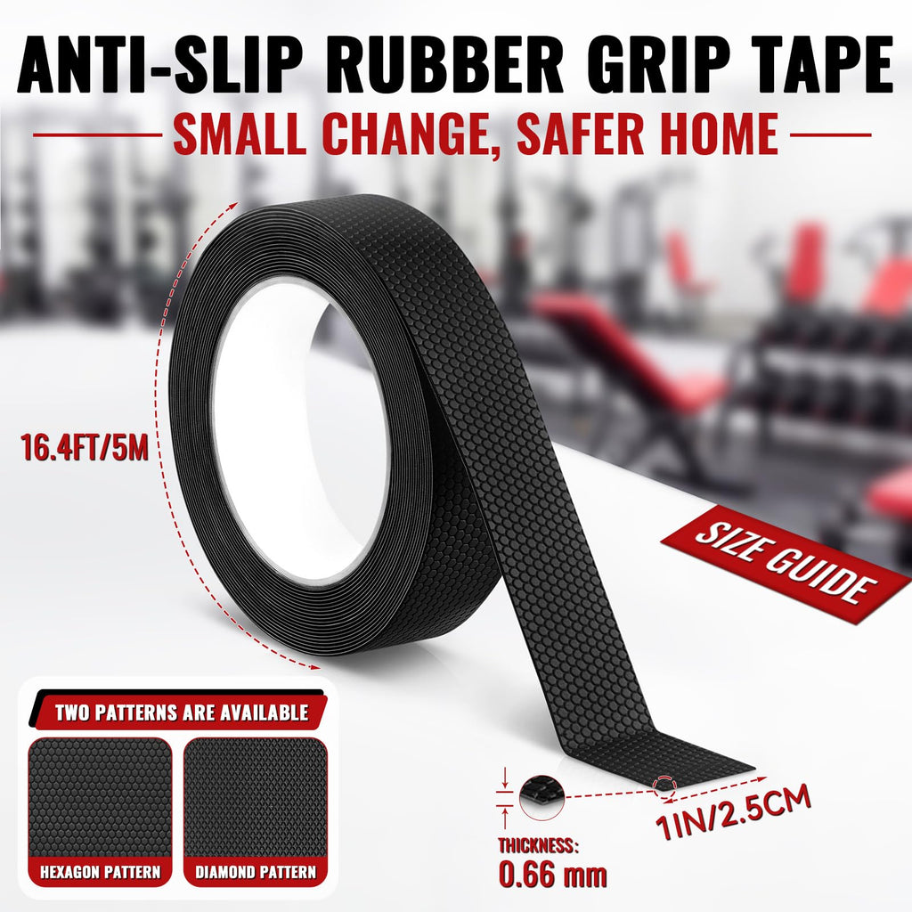 Xroam Rubber Grip Tape for Handles Non-Abrasive Anti Slip Tape - Hexagon / 1In x 16.4Ft view 1