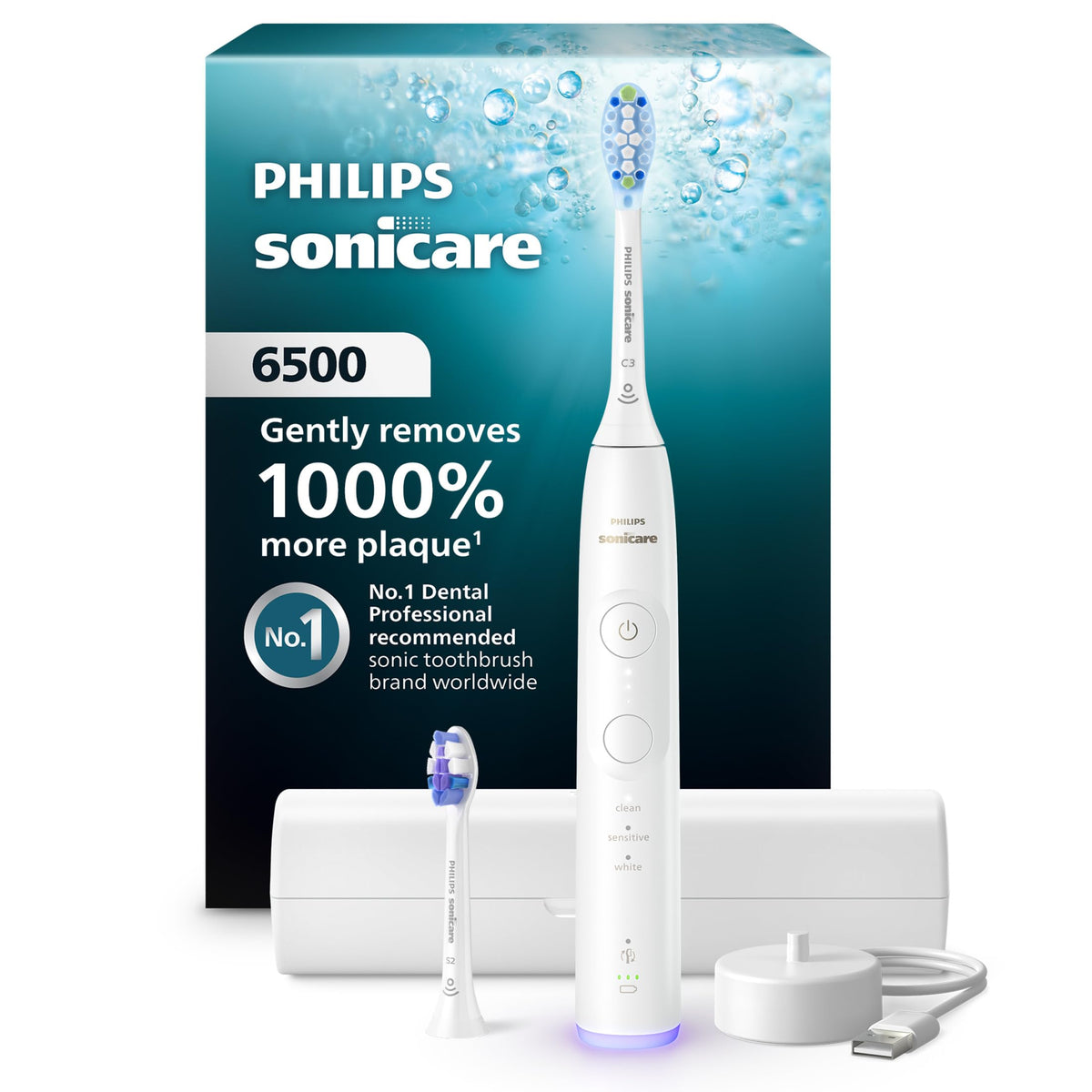 Philips Sonicare 6500 Rechargeable Electric Toothbrush, 2 Brush