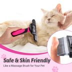 MIU COLOR Pet Grooming Brush Deshedding Tool for Dogs & Cats - Hot Pink / Long Hair view 5