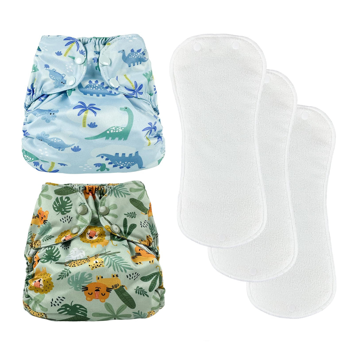 BISENKID 2 Pack Waterproof Cloth Diaper Cover Reusable Plastic Diaper Cover - Adjustable