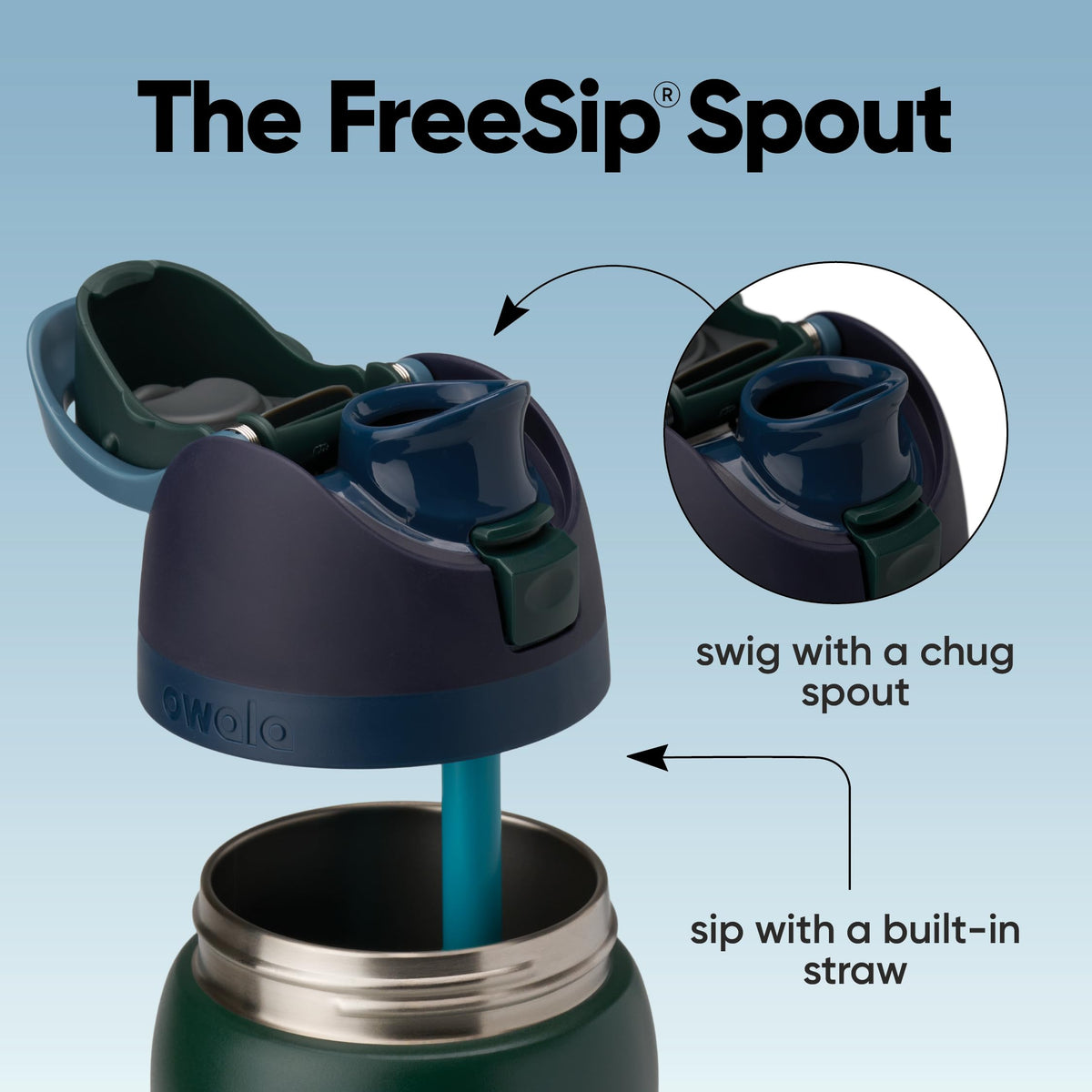 Owala FreeSip Stainless Steel Water Bottle 32 oz Lost Signal (C08711)
