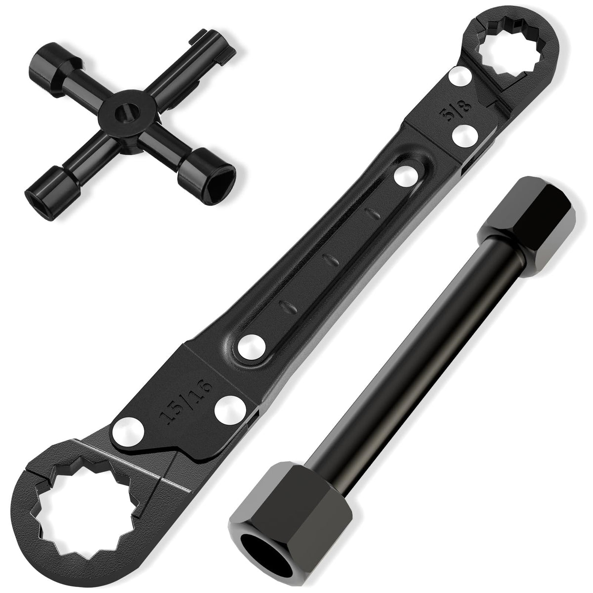 LAISGOO Plumbing Tools, Angle Stop Wrench Angle-On Wrench kit (Black)