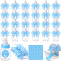 Teenyyou 48 Sets 3.5 Inch Blue Mini Baby Bottles for Baby Shower Party Favor Game Plastic