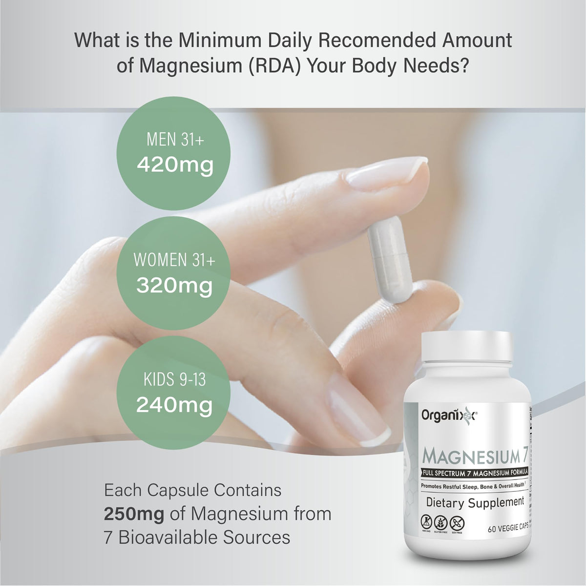 Organixx Magnesium 7 Complex, Sleep & Muscle Support