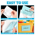 WYOMER Clear Self-Adhesive Business Card Pockets and Top Open Library Card Pockets - 48 / 4" x 6" view 3