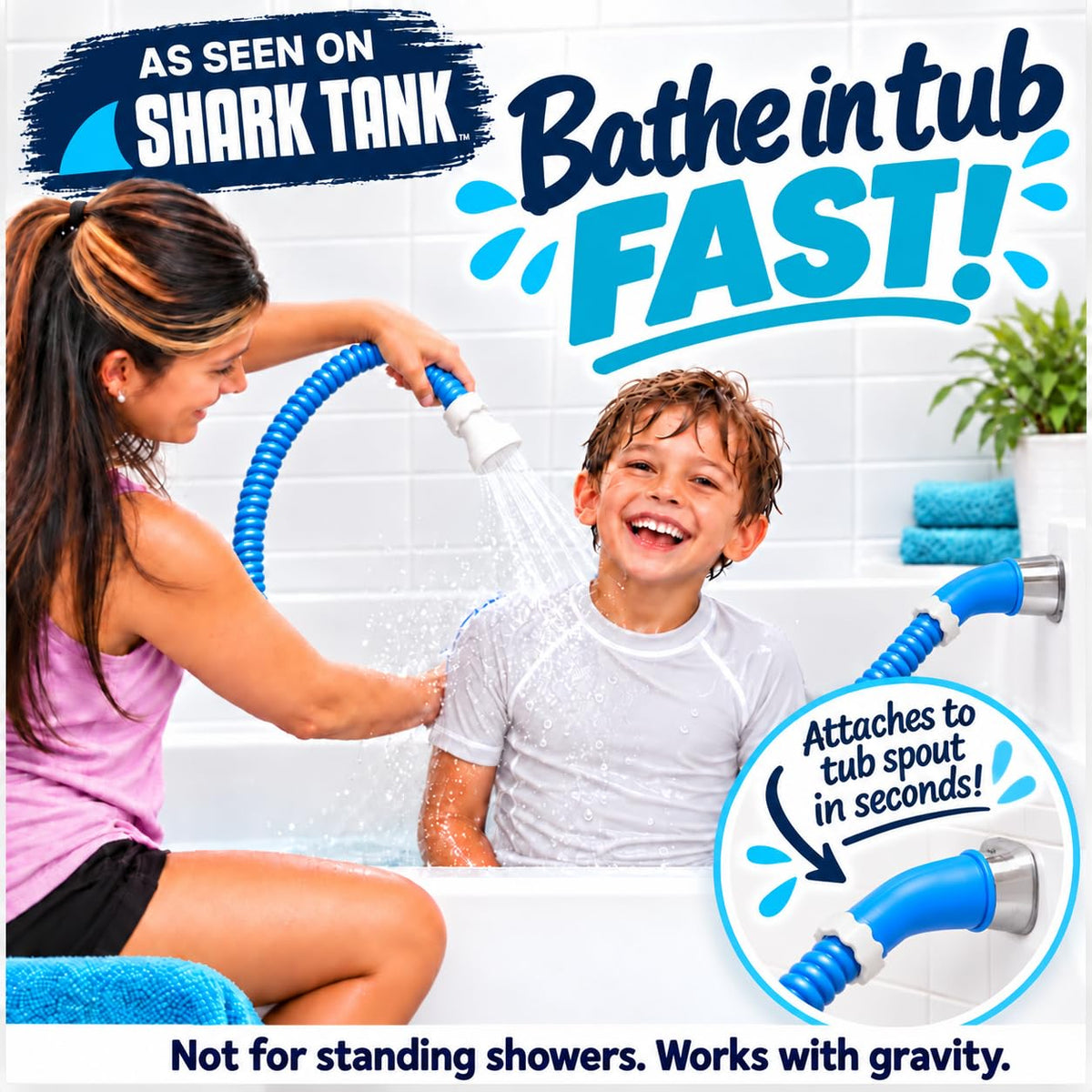 Rinseroo: Slip-On Tub Hose – As Seen on Shark Tank – 5ft Flex Bathtub Faucet Sprayer – (additional view 1)