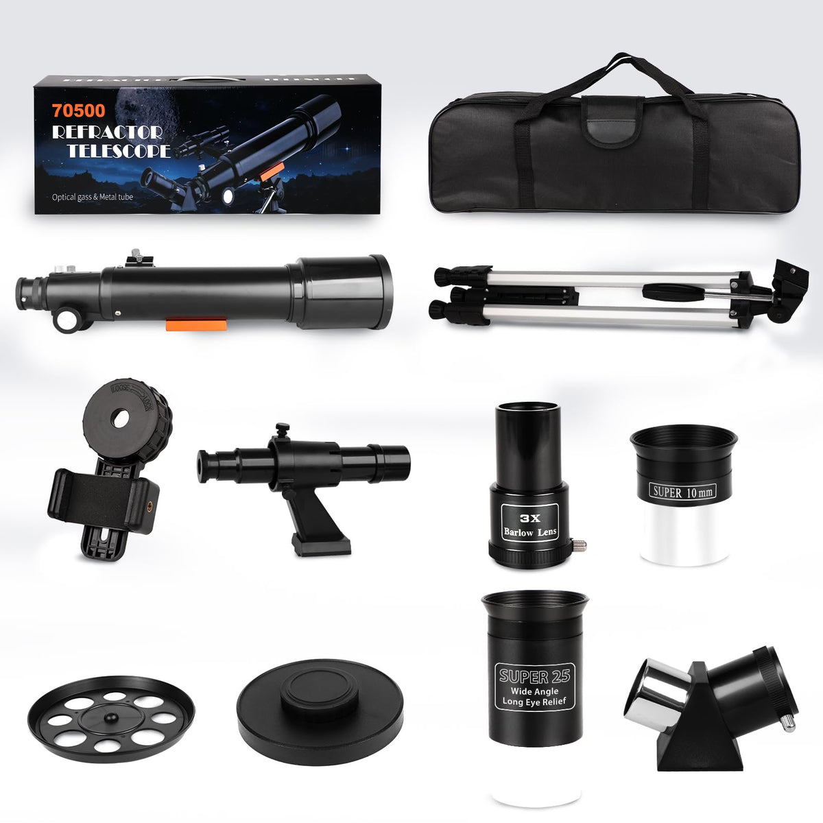 NEYLANG Telescope, 70mm Aperture Portable Refractor Telescope for Astronomy Beginners - Black / 70x500MM view 8